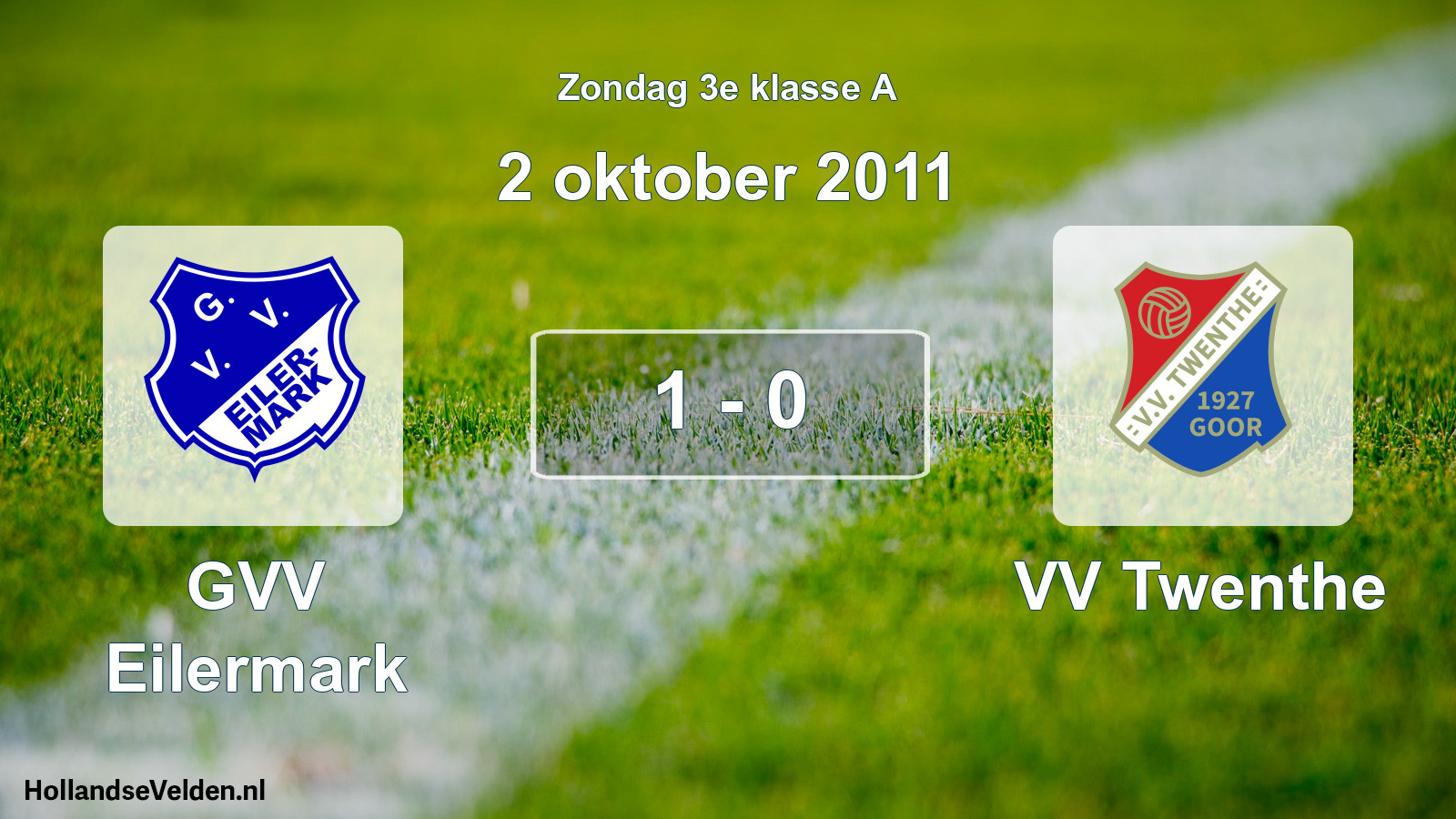 Total number of matches played: GVV Eilermark - VV Twenthe 1 - 0 (2 October 2011)