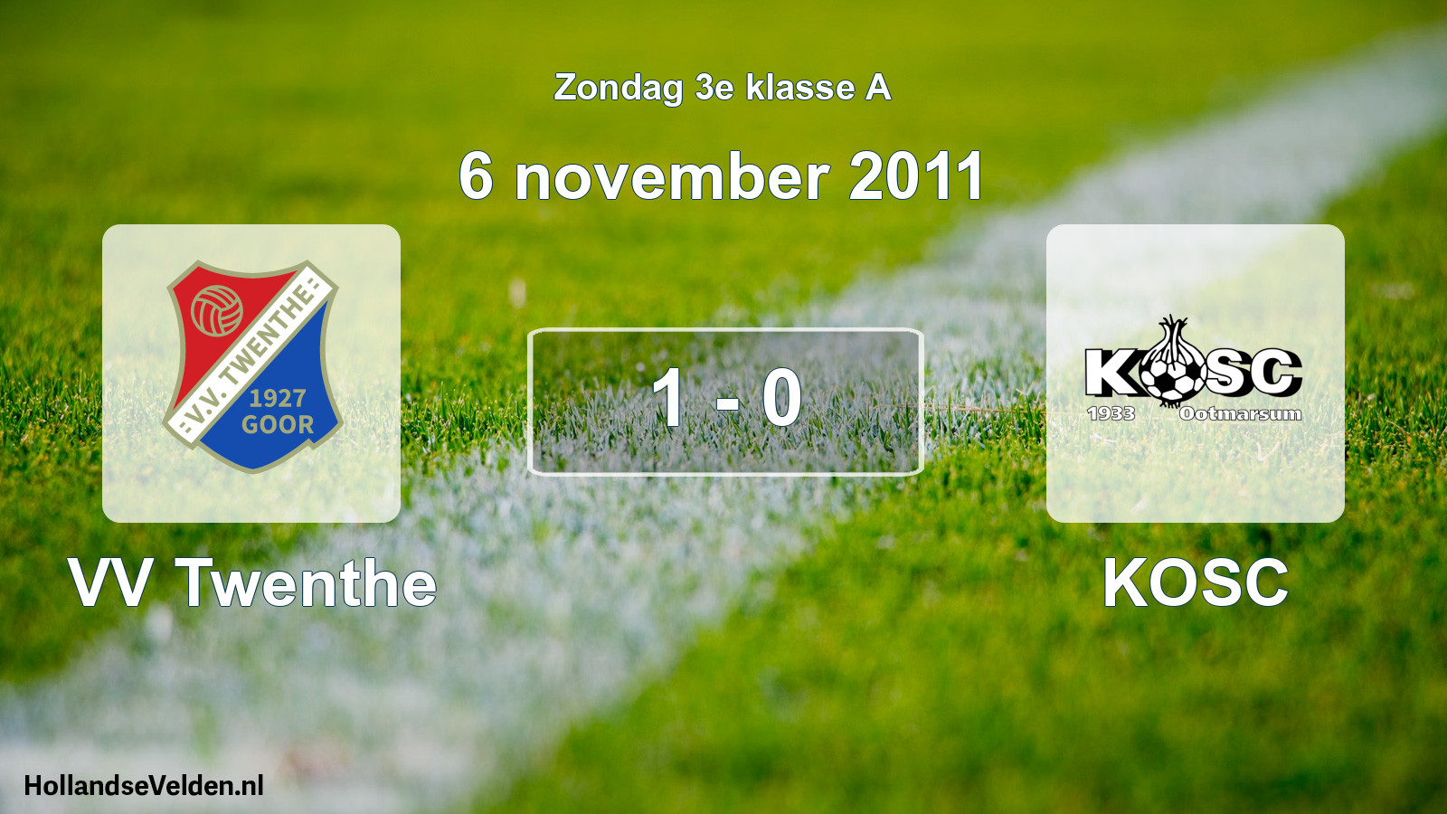 Total number of matches played: VV Twenthe - KOSC 1 - 0 (6 November 2011)