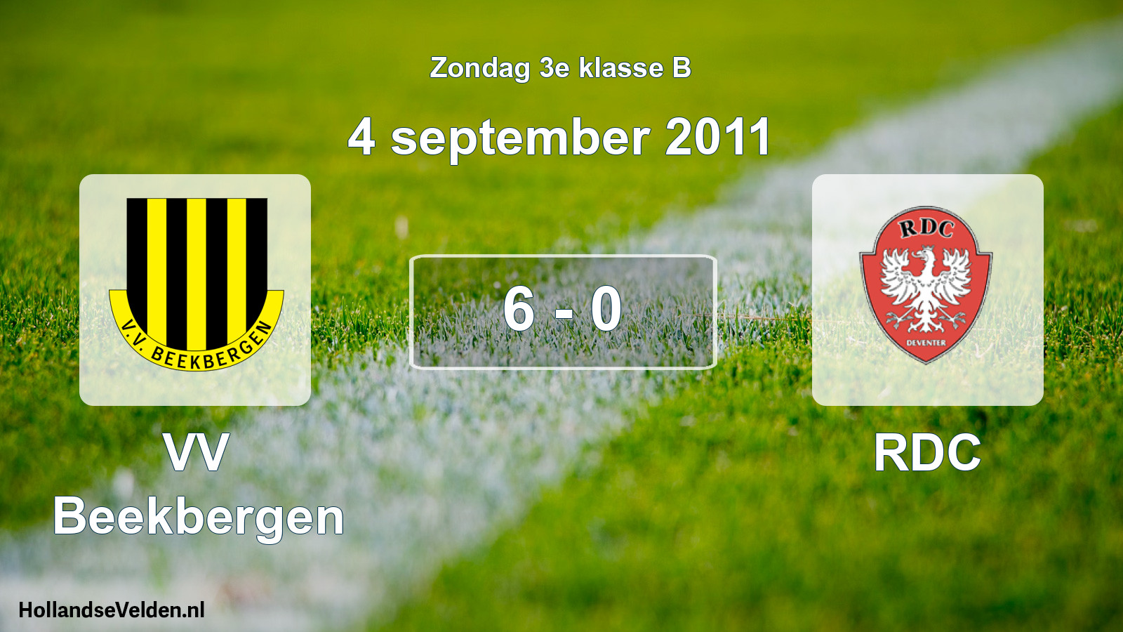 Total number of matches played: VV Beekbergen - RDC 6 - 0 (4 September 2011)