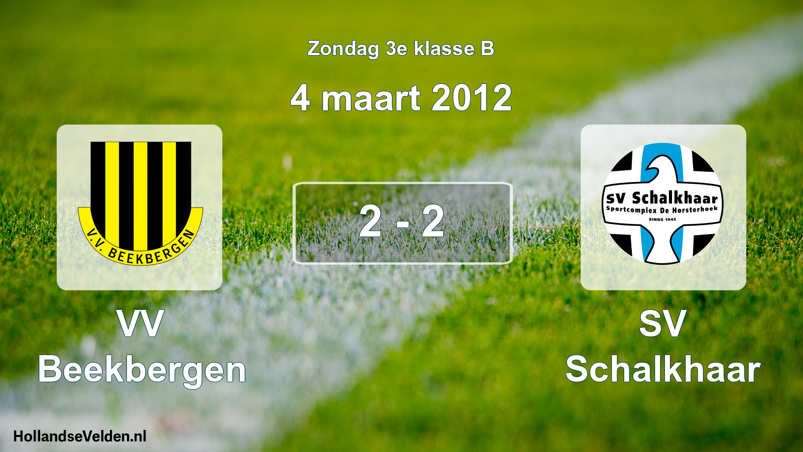 Total number of matches played: VV Beekbergen - SV Schalkhaar 2 - 2 (4 March 2012)