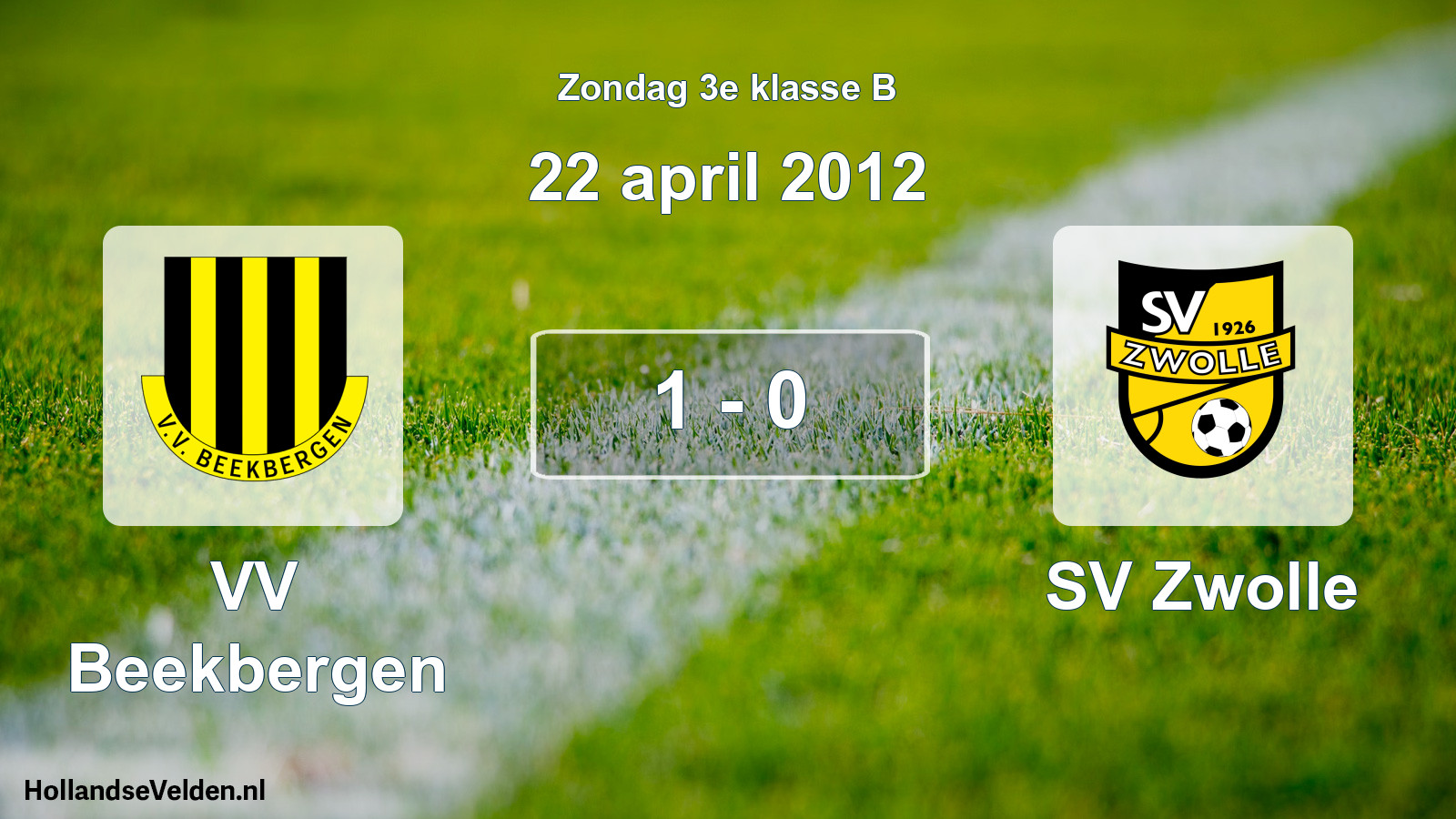 Total number of matches played: VV Beekbergen - SV Zwolle 1 - 0 (22 April 2012)