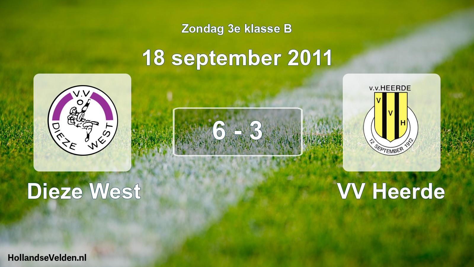 Total number of matches played: Dieze West - VV Heerde 6 - 3 (18 September 2011)