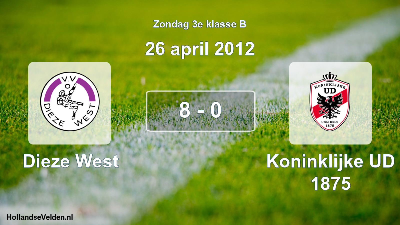 Total number of matches played: Dieze West - Koninklijke UD 1875 8 - 0 (26 April 2012)