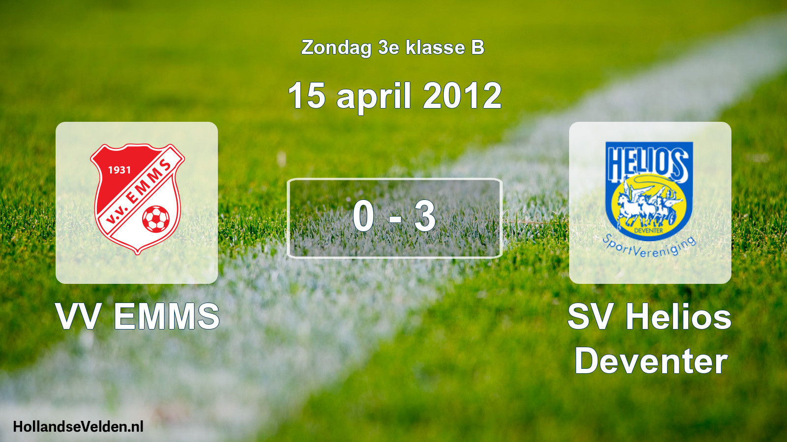 Total number of matches played: VV EMMS - SV Helios Deventer 0 - 3 (15 April 2012)