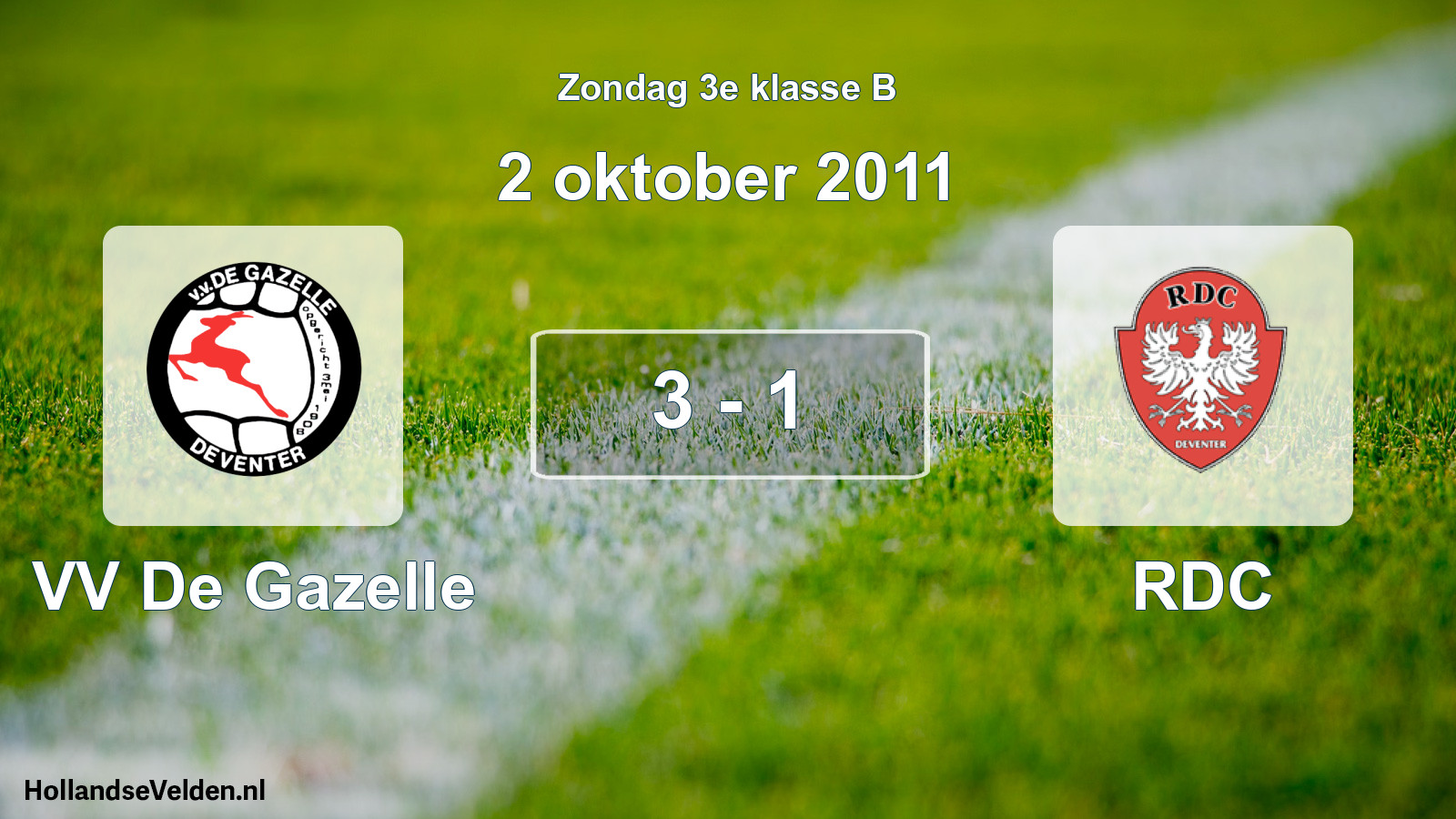 Total number of matches played: VV De Gazelle - RDC 3 - 1 (2 October 2011)