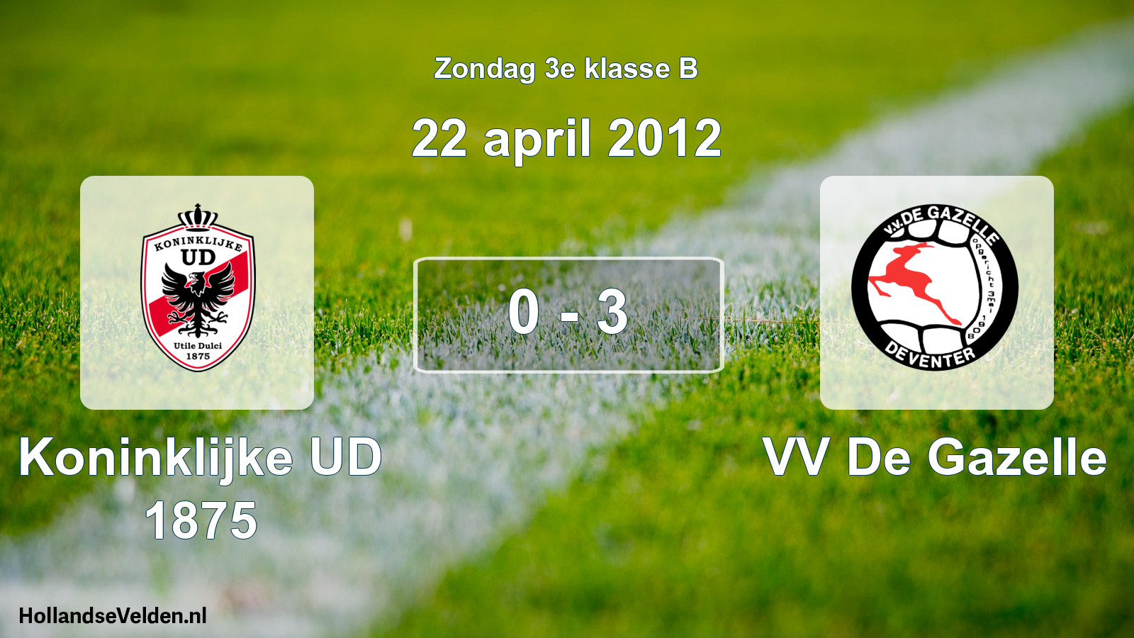 Total number of matches played: Koninklijke UD 1875 - VV De Gazelle 0 - 3 (22 April 2012)