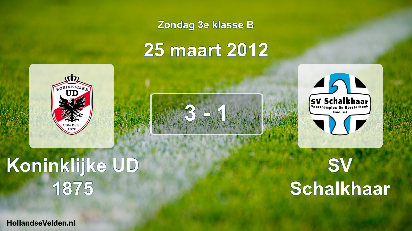 Total number of matches played: Koninklijke UD 1875 - SV Schalkhaar 3 - 1 (25 March 2012)