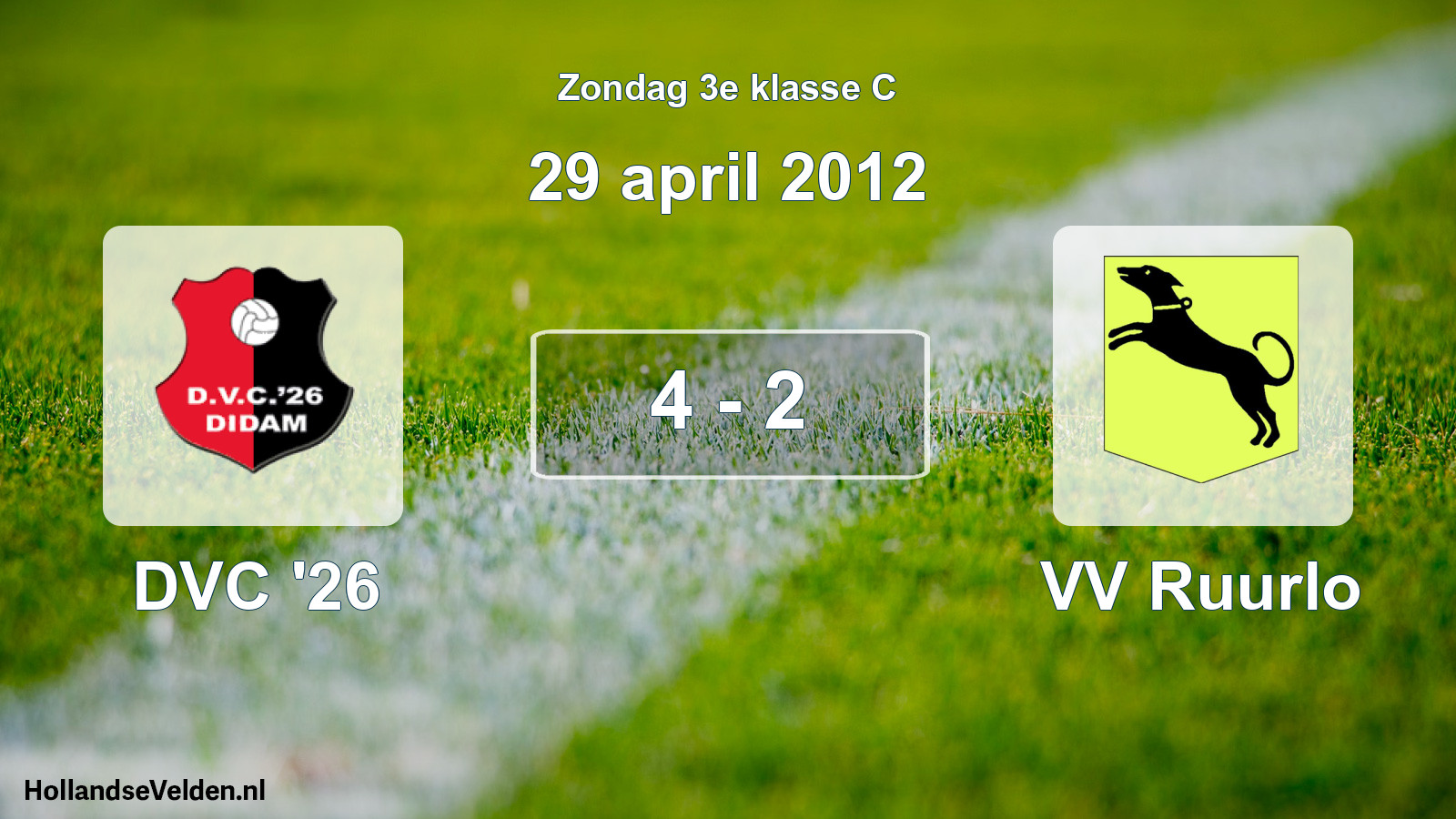 Total number of matches played: DVC '26 - VV Ruurlo 4 - 2 (29 April 2012)