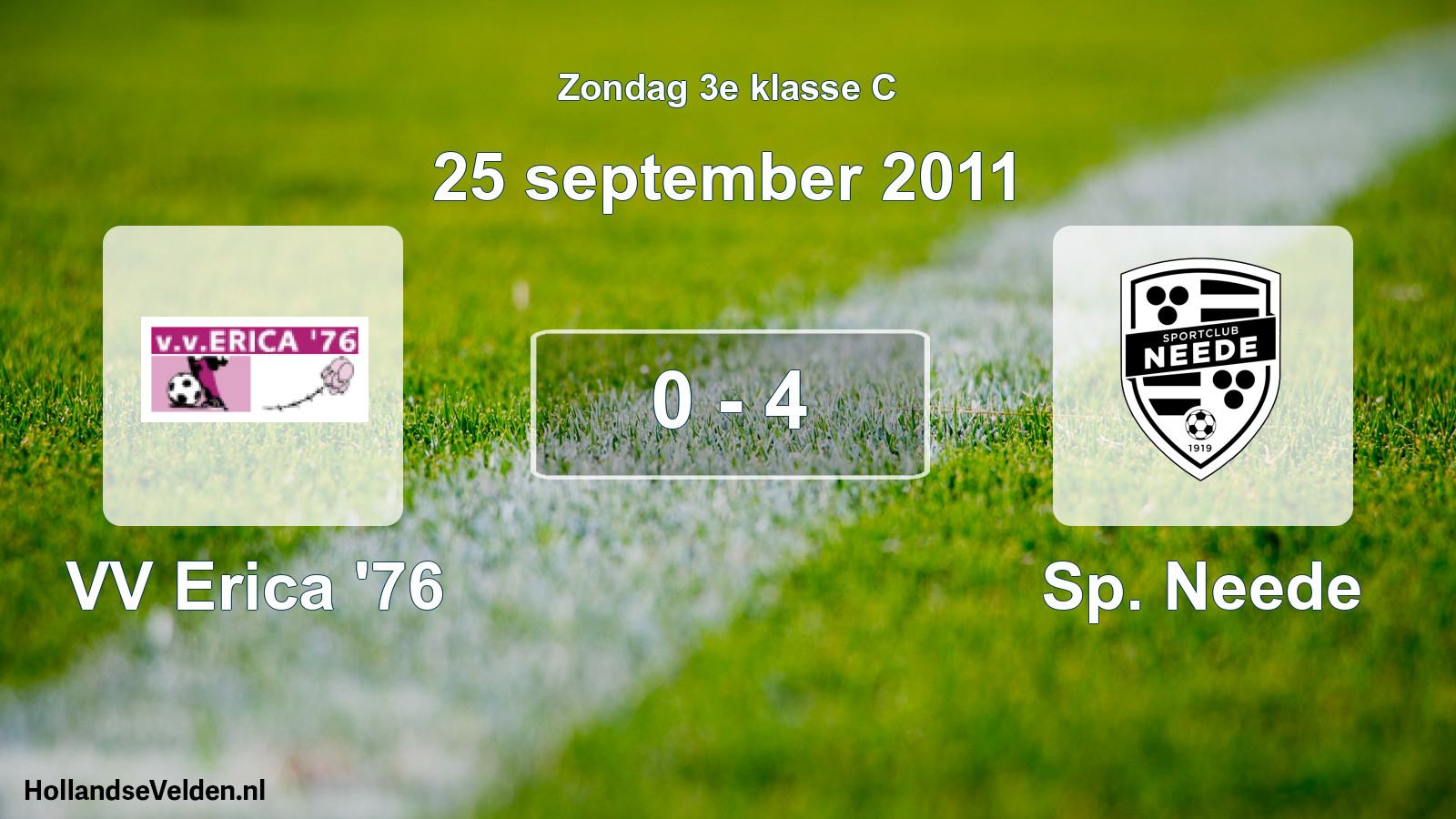 Total number of matches played: VV Erica '76 - Sp. Neede 0 - 4 (25 September 2011)