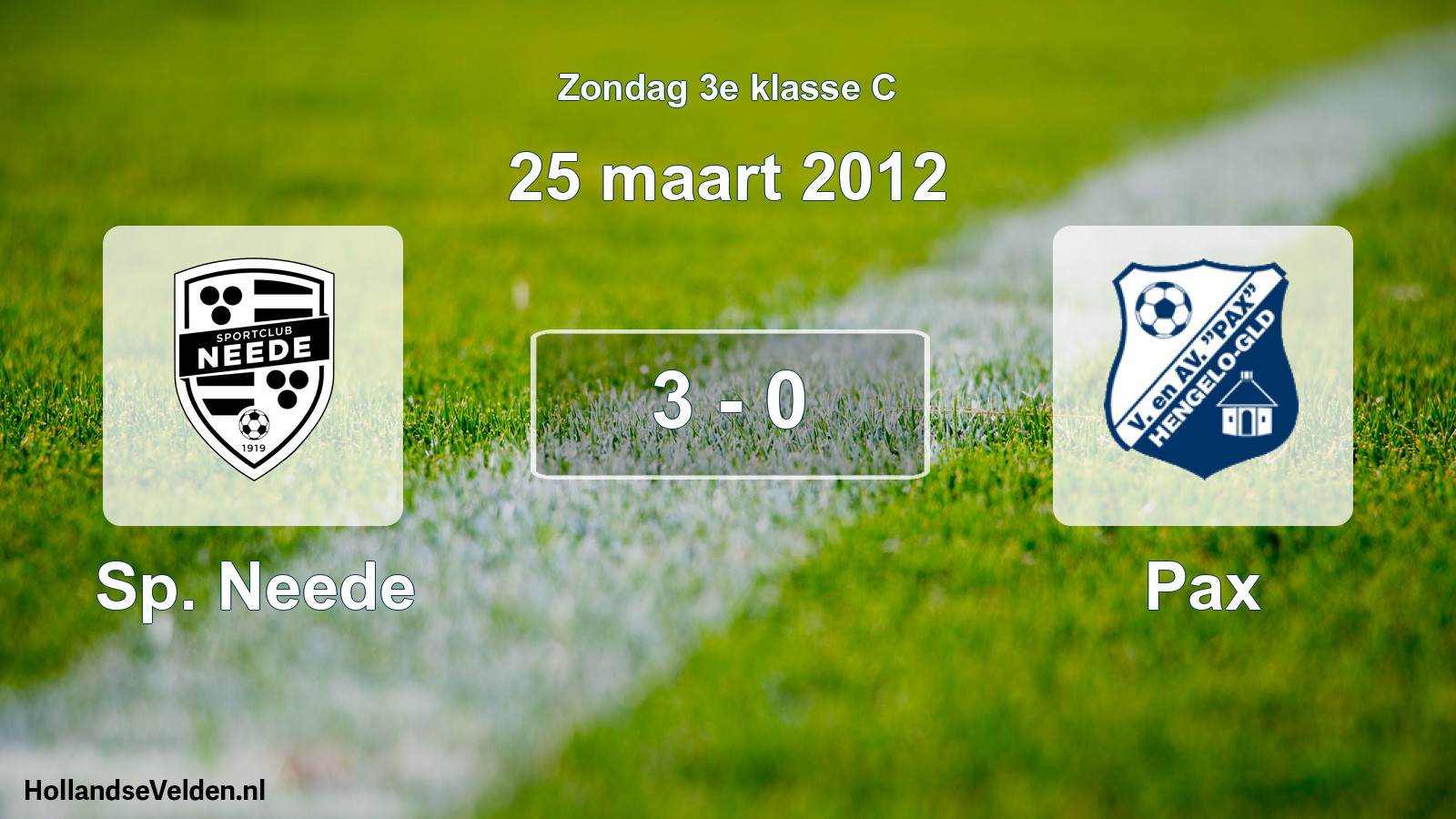 Total number of matches played: Sp. Neede - Pax 3 - 0 (25 March 2012)