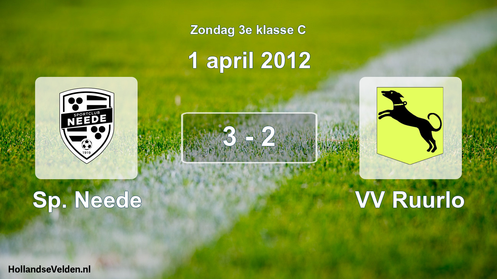 Total number of matches played: Sp. Neede - VV Ruurlo 3 - 2 (1 April 2012)