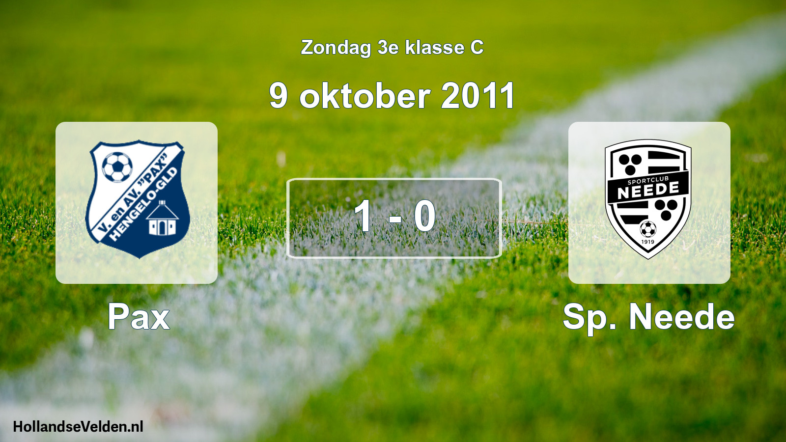Total number of matches played: Pax - Sp. Neede 1 - 0 (9 October 2011)