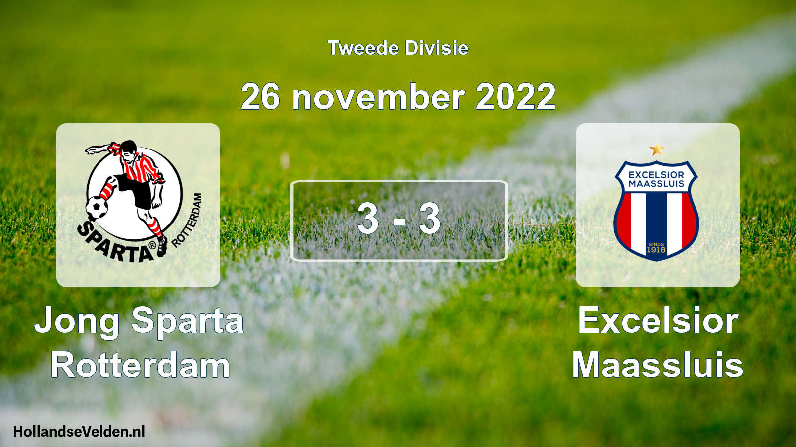 Total number of matches played: Jong Sparta Rotterdam - Excelsior Maassluis 3 - 3 (26 November 2022)