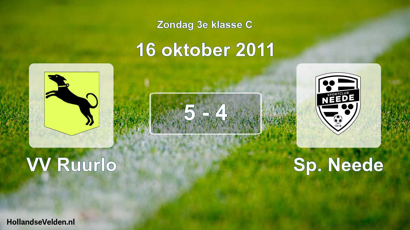 Total number of matches played: VV Ruurlo - Sp. Neede 5 - 4 (16 October 2011)