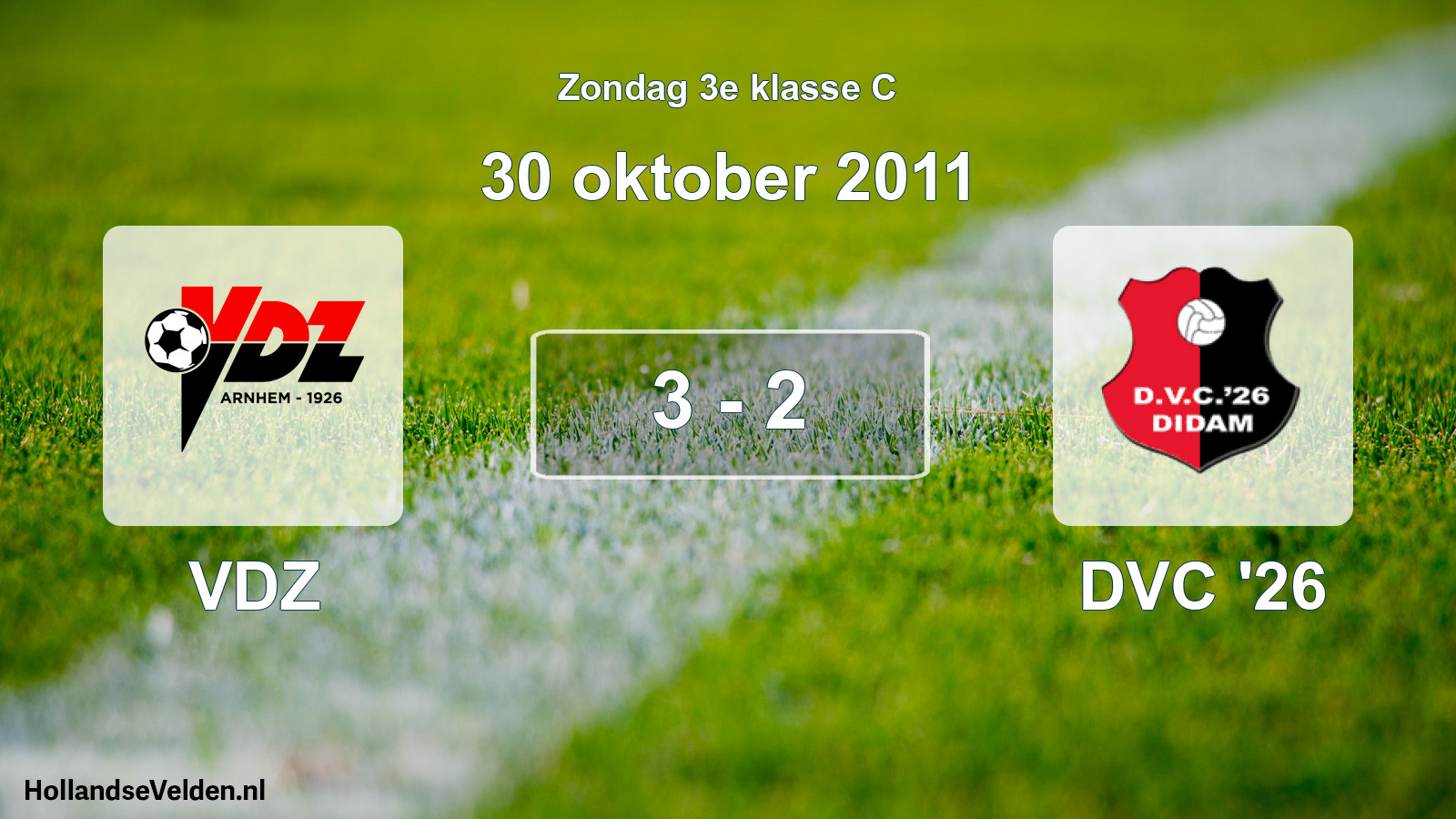 Total number of matches played: VDZ - DVC '26 3 - 2 (30 October 2011)