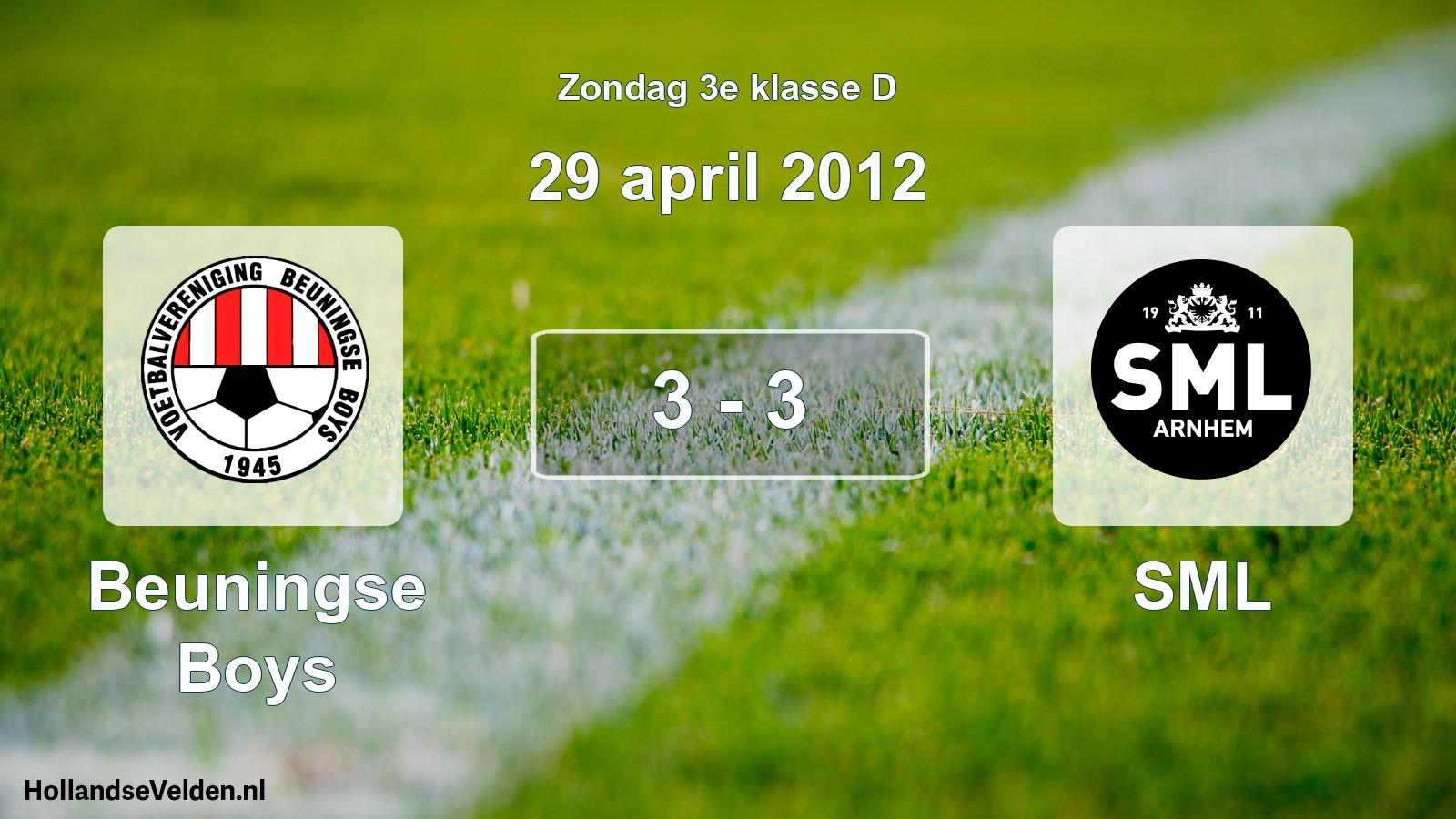 Total number of matches played: Beuningse Boys - SML 3 - 3 (29 April 2012)