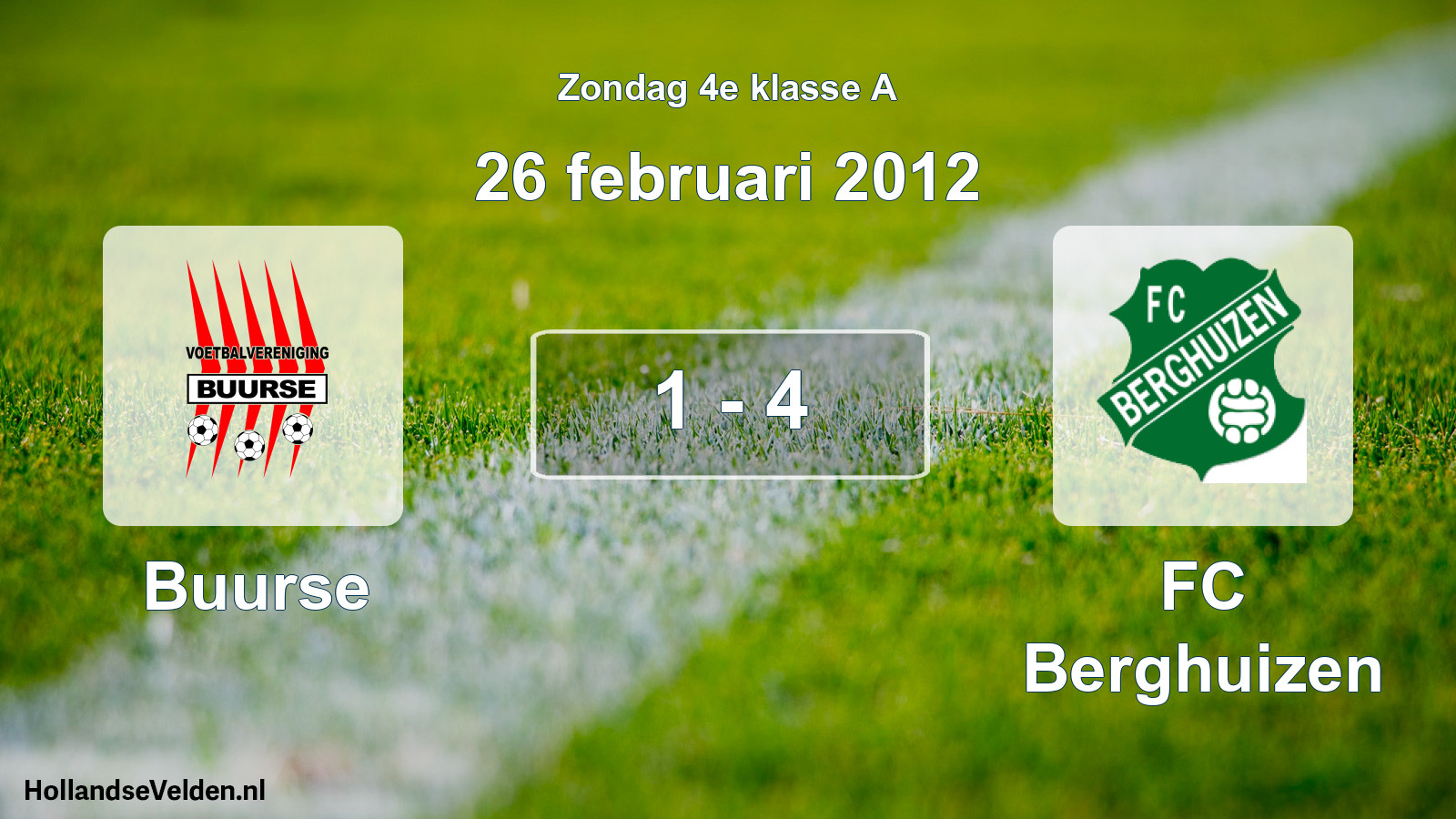 Total number of matches played: Buurse - FC Berghuizen 1 - 4 (26 February 2012)