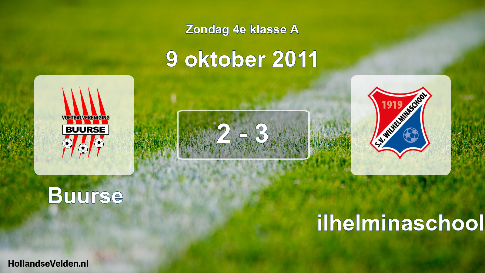 Total number of matches played: Buurse - Wilhelminaschool 2 - 3 (9 October 2011)
