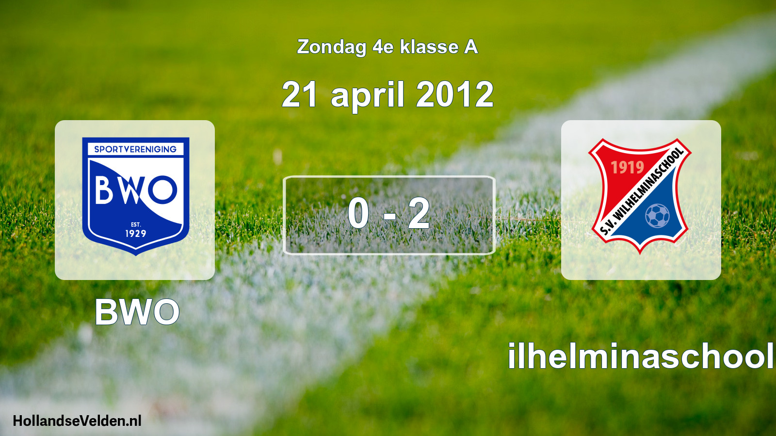 Total number of matches played: BWO - Wilhelminaschool 0 - 2 (21 April 2012)