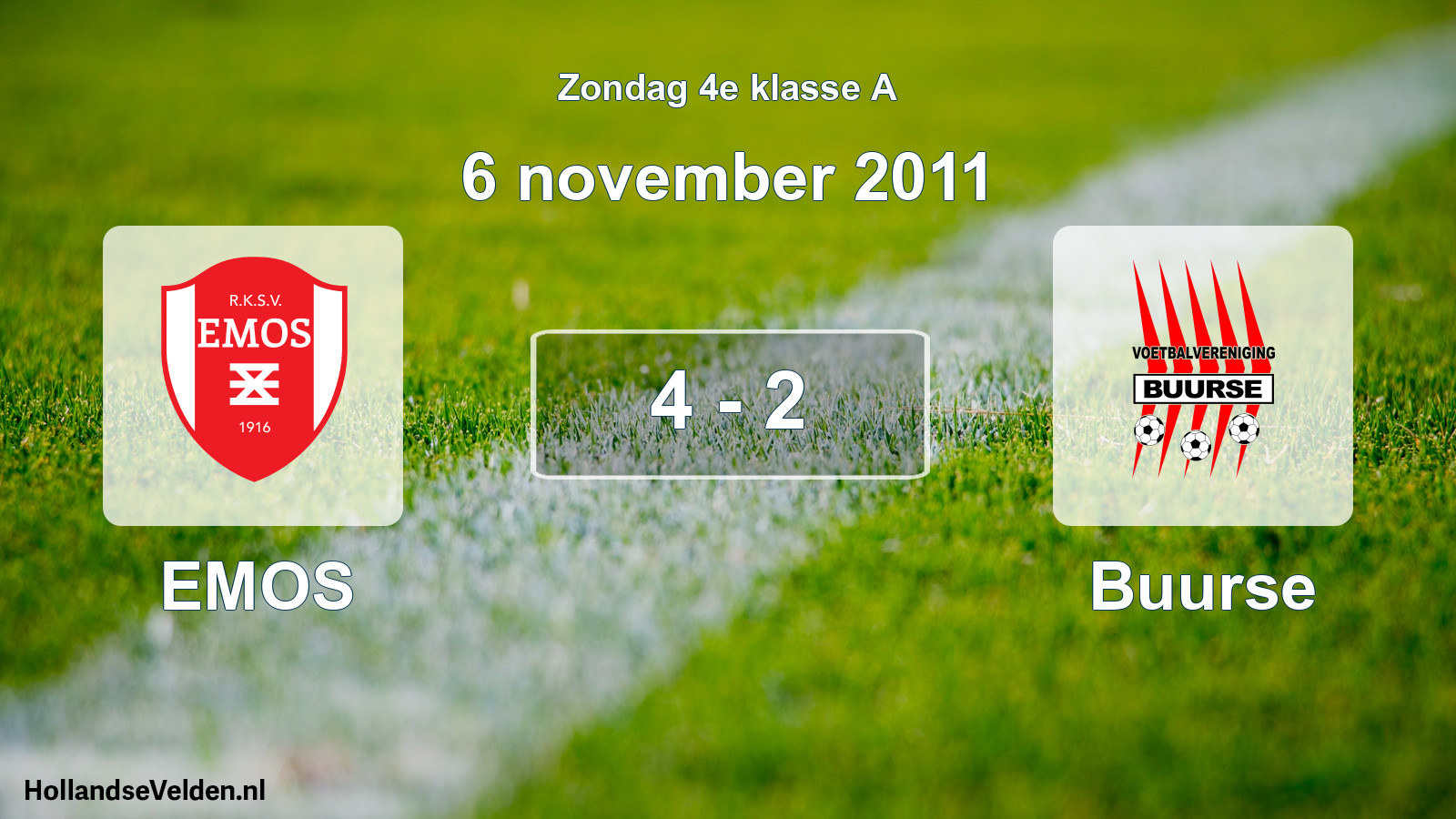 Total number of matches played: EMOS - Buurse 4 - 2 (6 November 2011)