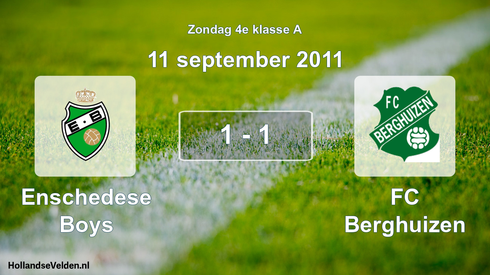 Total number of matches played: Enschedese Boys - FC Berghuizen 1 - 1 (11 September 2011)
