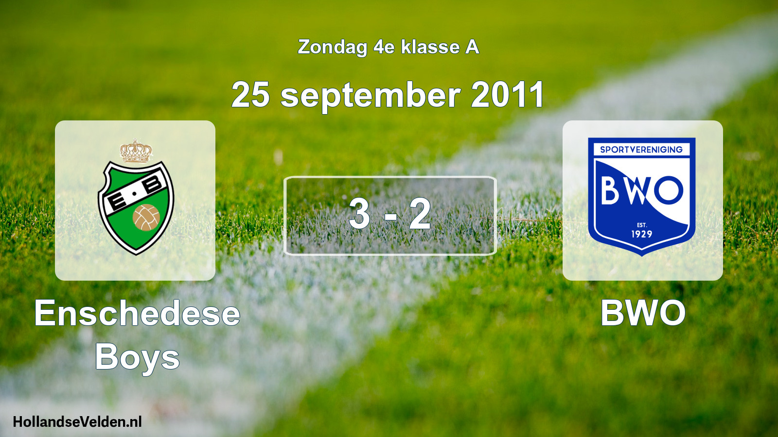 Total number of matches played: Enschedese Boys - BWO 3 - 2 (25 September 2011)