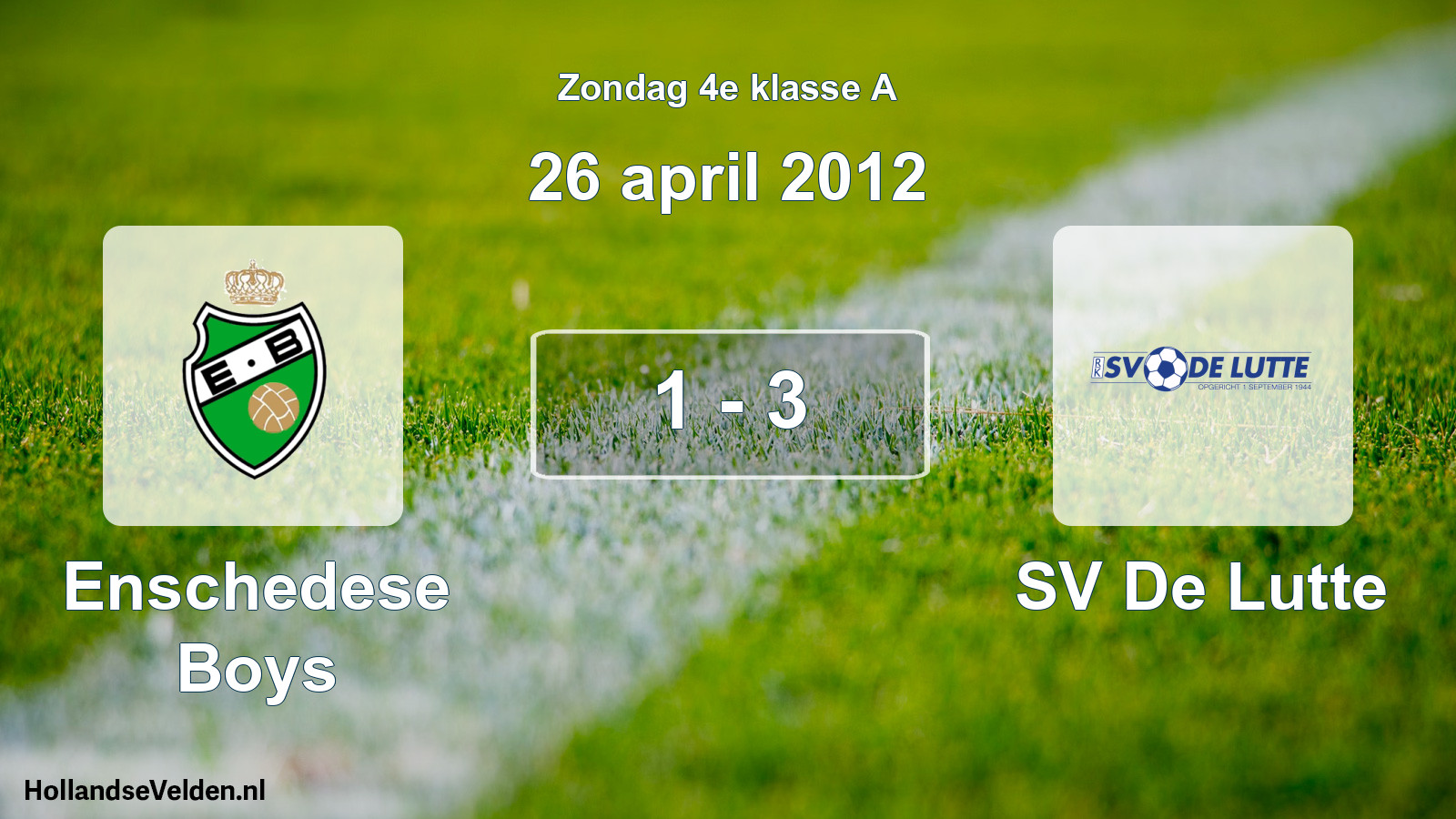 Total number of matches played: Enschedese Boys - SV De Lutte 1 - 3 (26 April 2012)