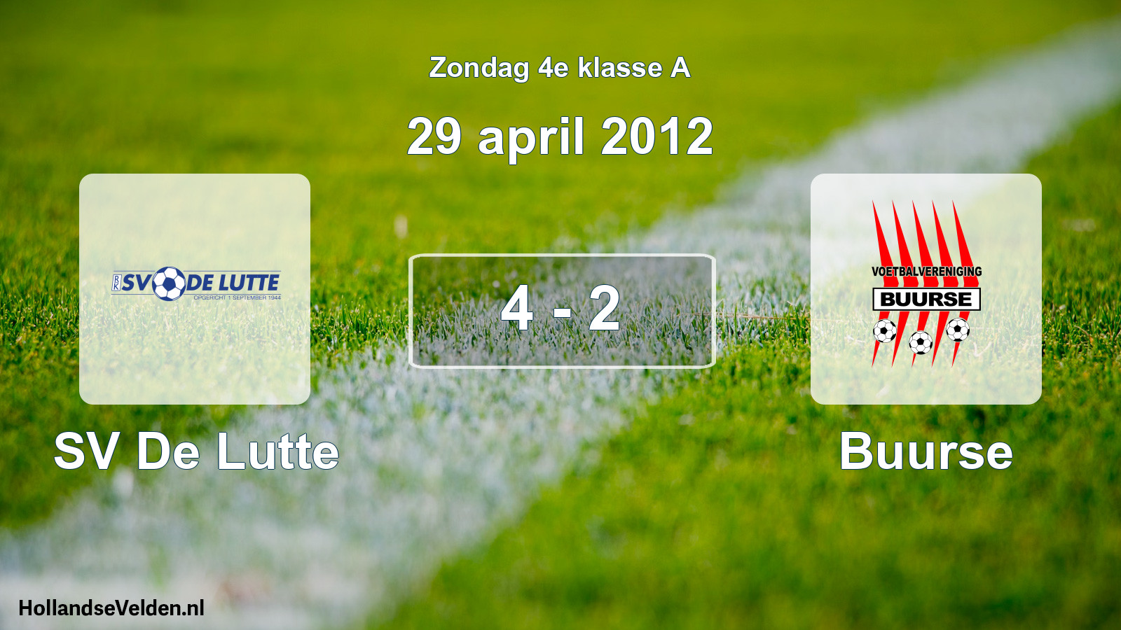 Total number of matches played: SV De Lutte - Buurse 4 - 2 (29 April 2012)