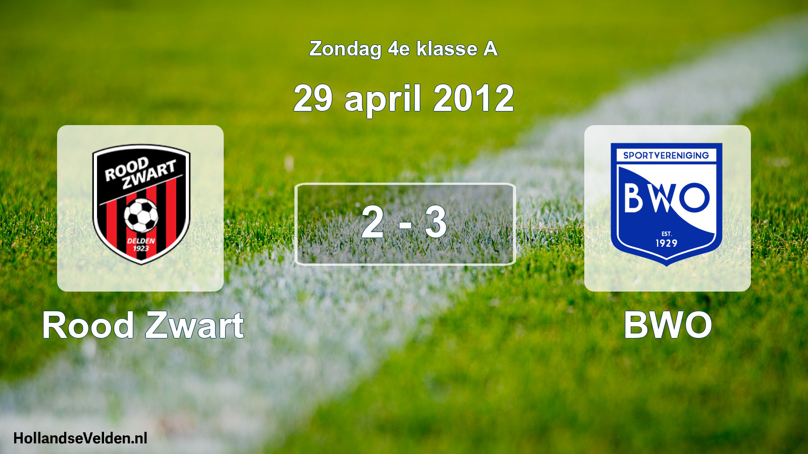 Total number of matches played: Rood Zwart - BWO 2 - 3 (29 April 2012)