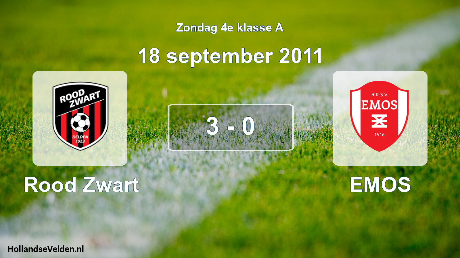 Total number of matches played: Rood Zwart - EMOS 3 - 0 (18 September 2011)
