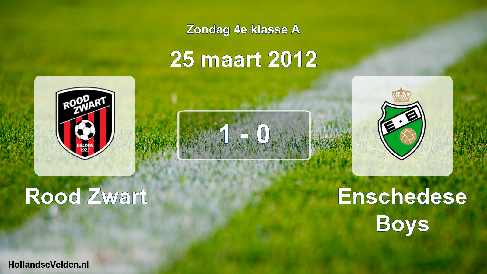 Total number of matches played: Rood Zwart - Enschedese Boys 1 - 0 (25 March 2012)