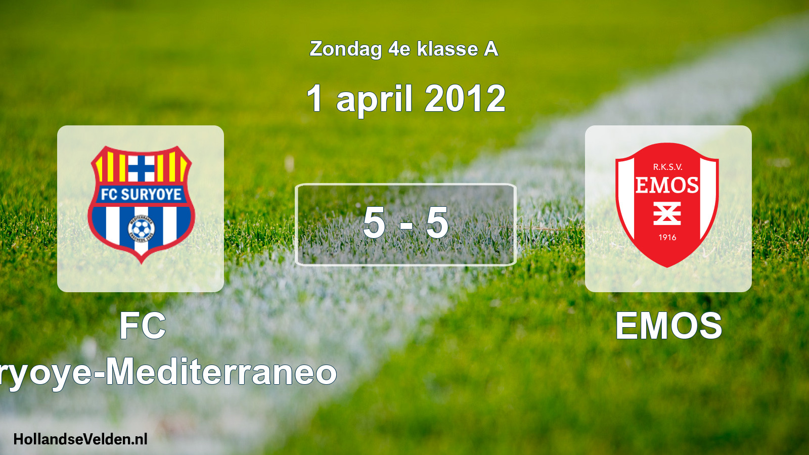 Total number of matches played: FC Suryoye-Mediterraneo - EMOS 5 - 5 (1 April 2012)