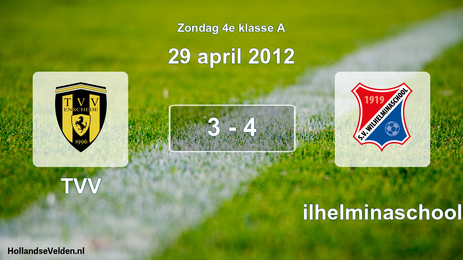 Total number of matches played: TVV - Wilhelminaschool 3 - 4 (29 April 2012)