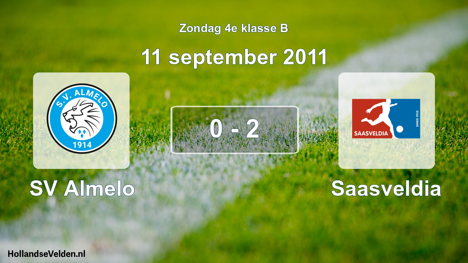Total number of matches played: SV Almelo - Saasveldia 0 - 2 (11 September 2011)