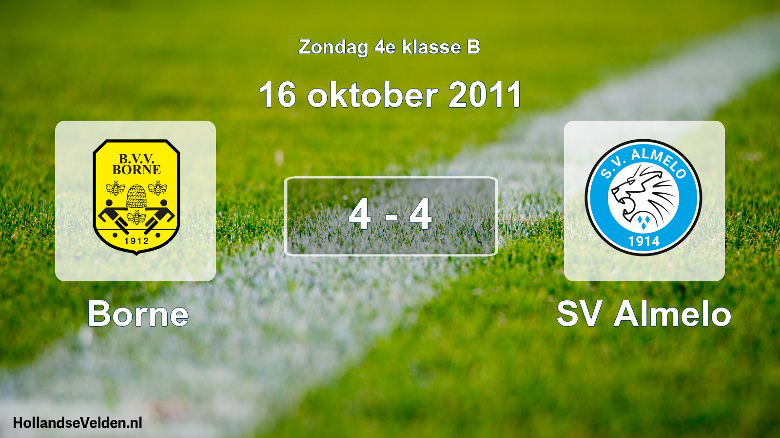 Total number of matches played: Borne - SV Almelo 4 - 4 (16 October 2011)