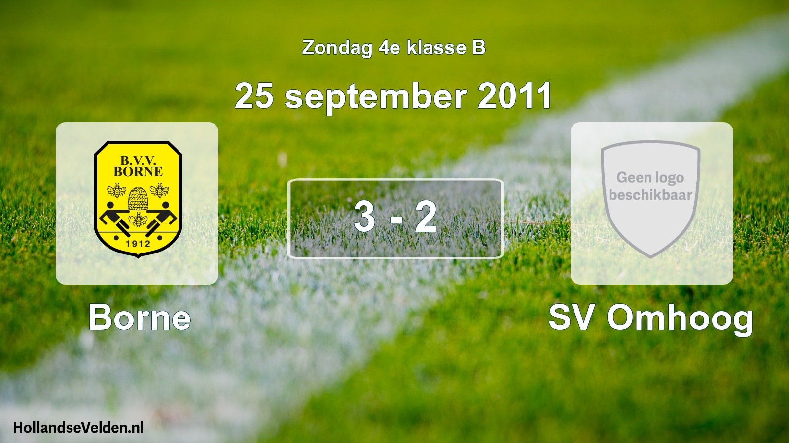 Total number of matches played: Borne - SV Omhoog 3 - 2 (25 September 2011)
