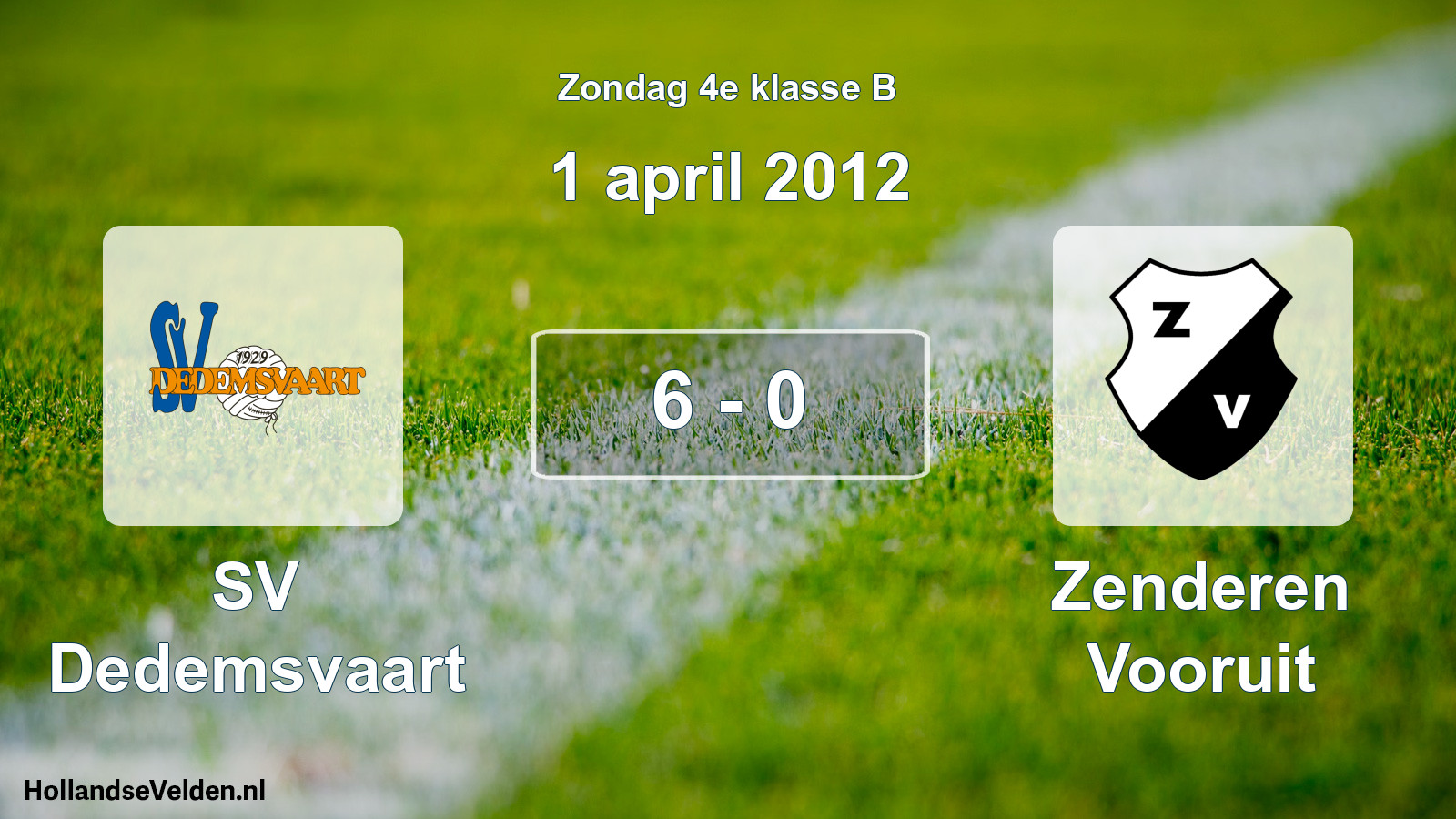 Total number of matches played: SV Dedemsvaart - Zenderen Vooruit 6 - 0 (1 April 2012)