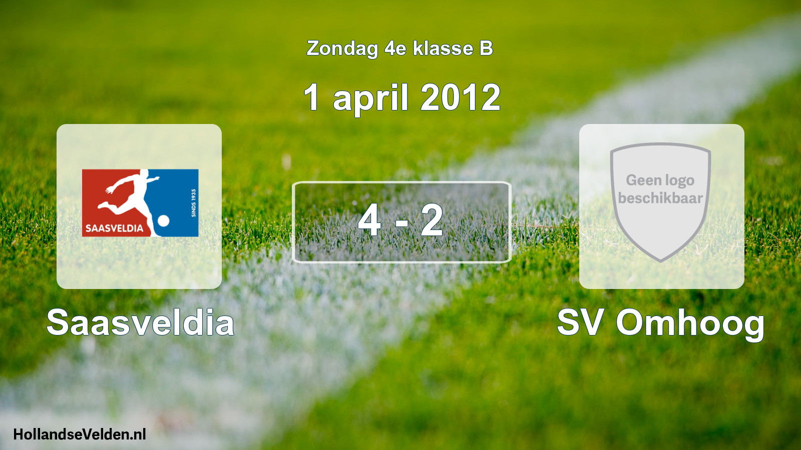 Total number of matches played: Saasveldia - SV Omhoog 4 - 2 (1 April 2012)