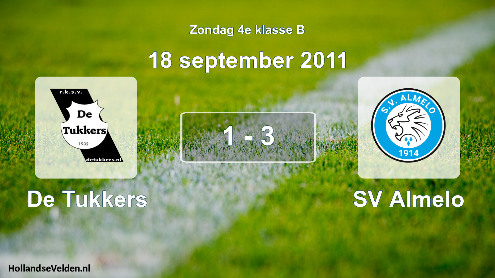 Total number of matches played: De Tukkers - SV Almelo 1 - 3 (18 September 2011)