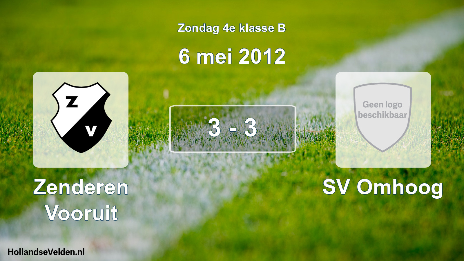 Total number of matches played: Zenderen Vooruit - SV Omhoog 3 - 3 (6 May 2012)