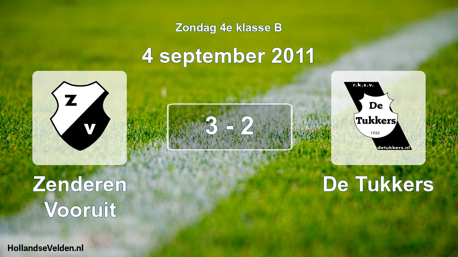Total number of matches played: Zenderen Vooruit - De Tukkers 3 - 2 (4 September 2011)