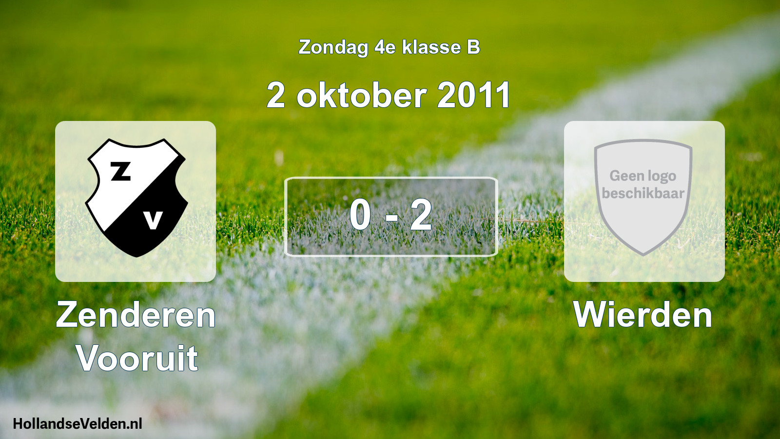 Total number of matches played: Zenderen Vooruit - Wierden 0 - 2 (2 October 2011)