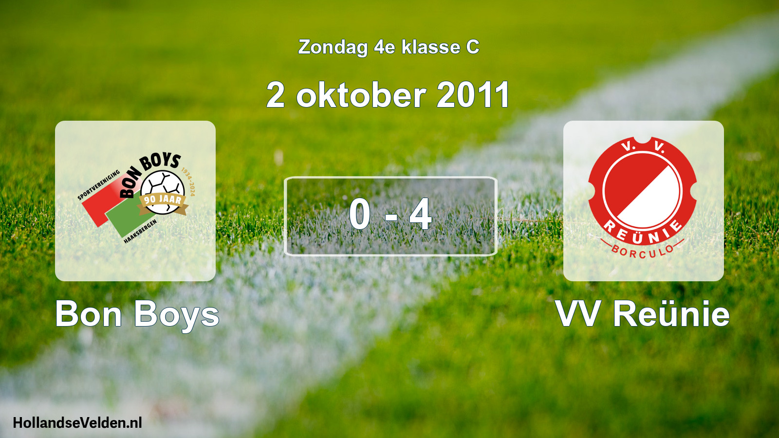 Total number of matches played: Bon Boys - VV Reünie 0 - 4 (2 October 2011)