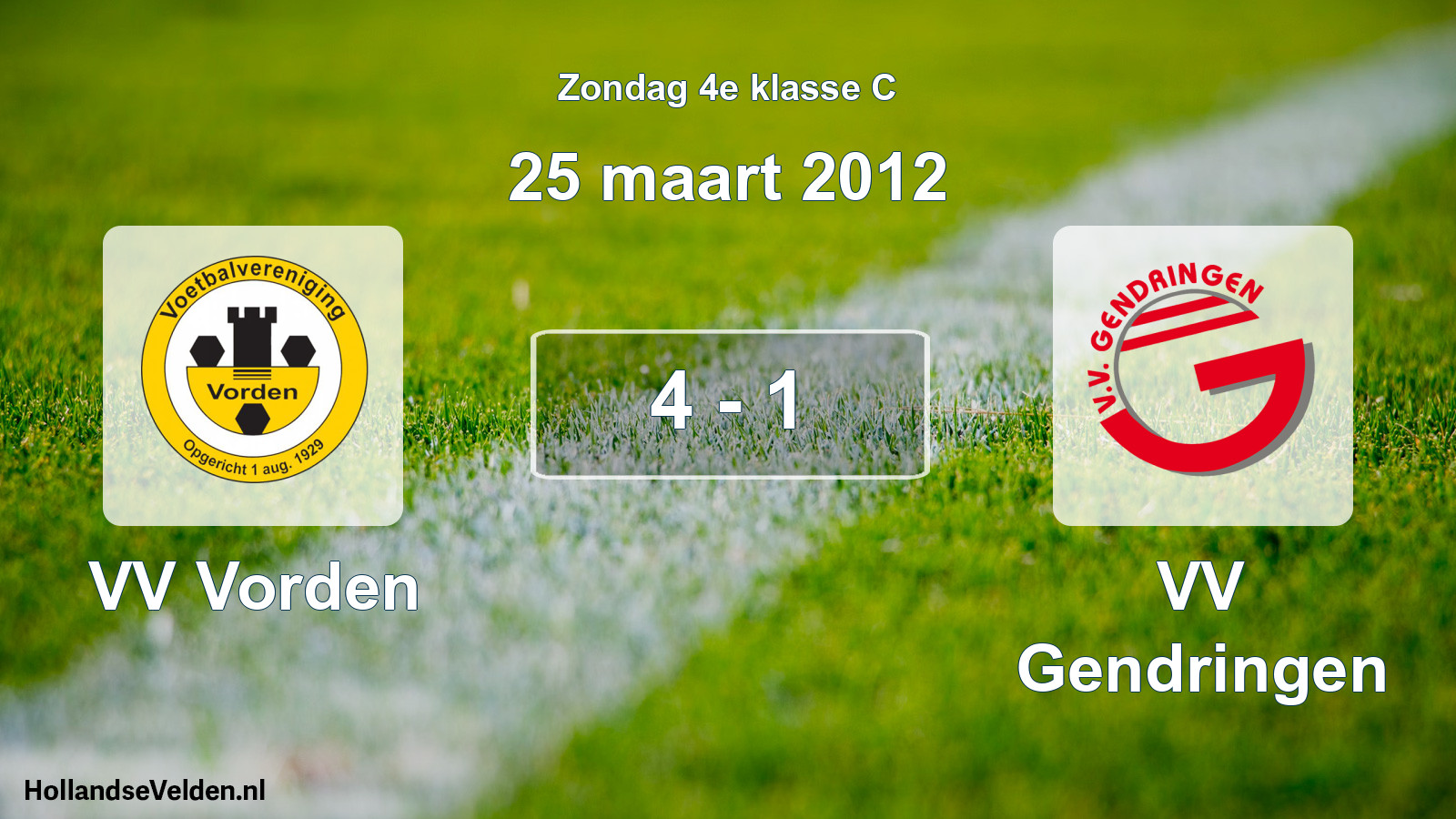 Total number of matches played: VV Vorden - VV Gendringen 4 - 1 (25 March 2012)