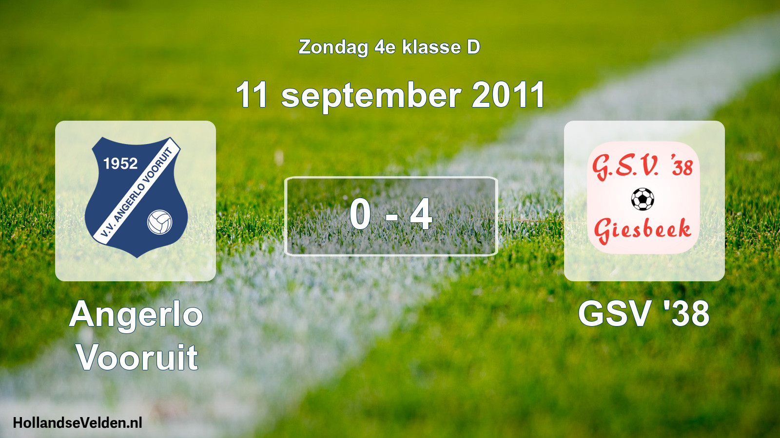 Total number of matches played: Angerlo Vooruit - GSV '38 0 - 4 (11 September 2011)