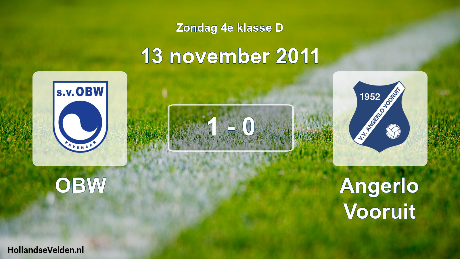 Total number of matches played: OBW - Angerlo Vooruit 1 - 0 (13 November 2011)