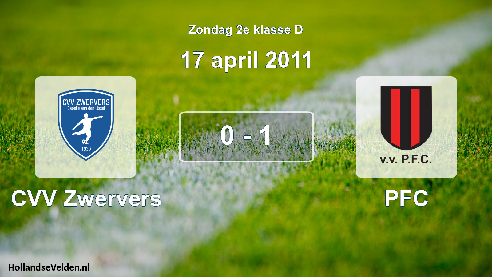 Total number of matches played: CVV Zwervers - PFC 0 - 1 (17 April 2011)