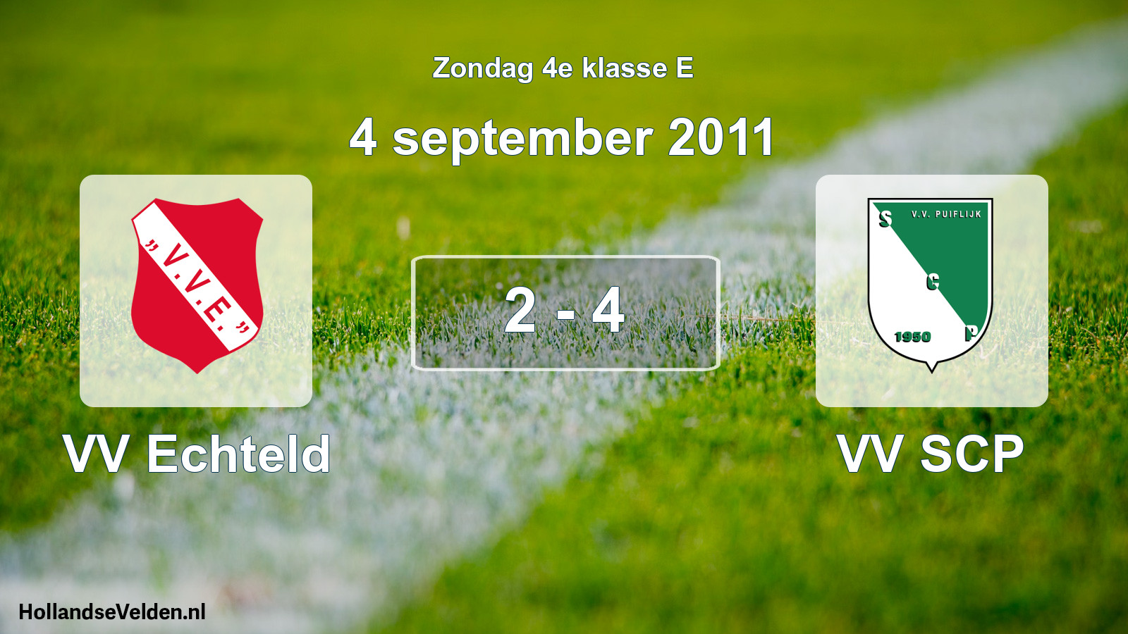 Total number of matches played: VV Echteld - VV SCP 2 - 4 (4 September 2011)