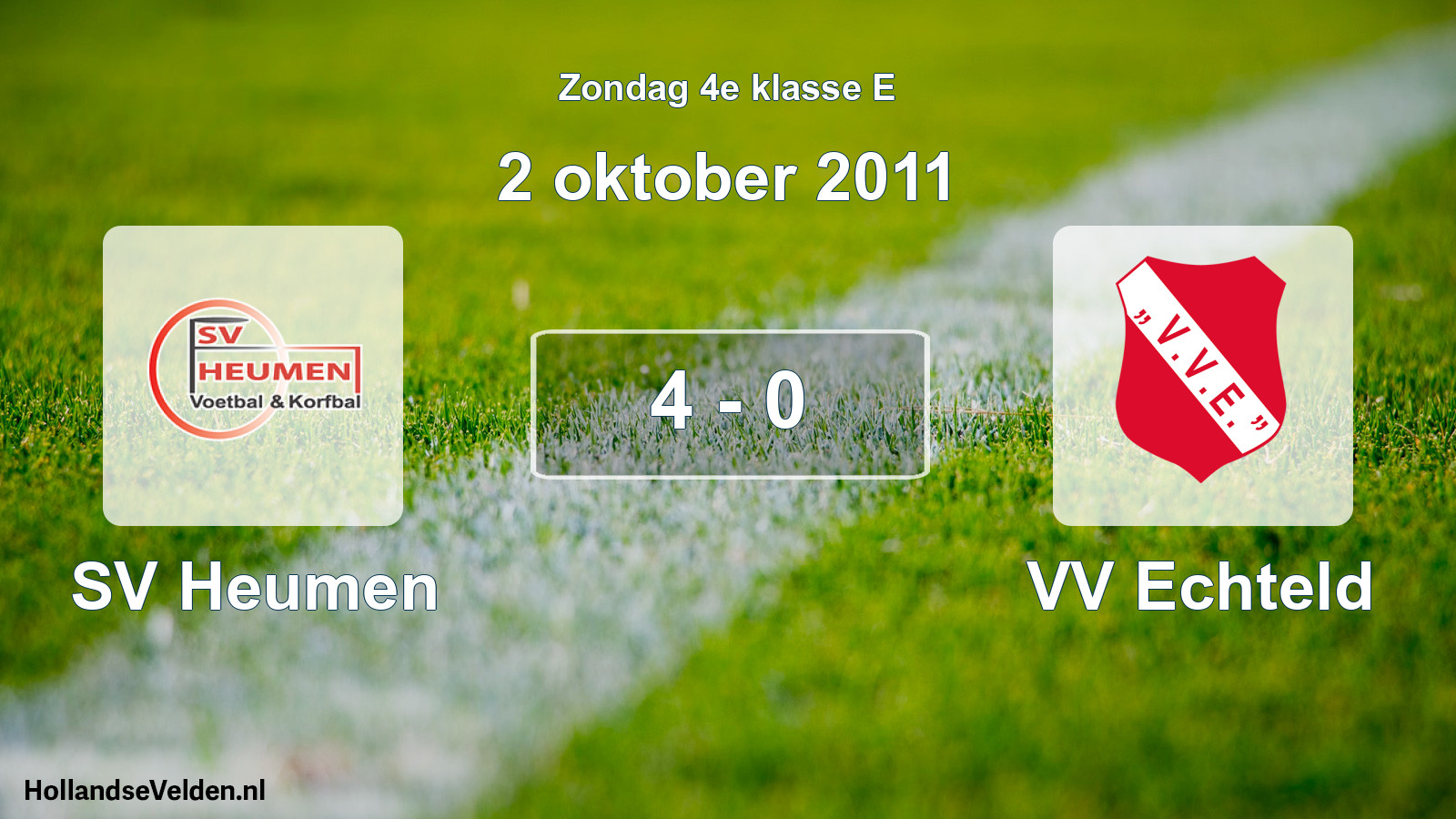 Total number of matches played: SV Heumen - VV Echteld 4 - 0 (2 October 2011)