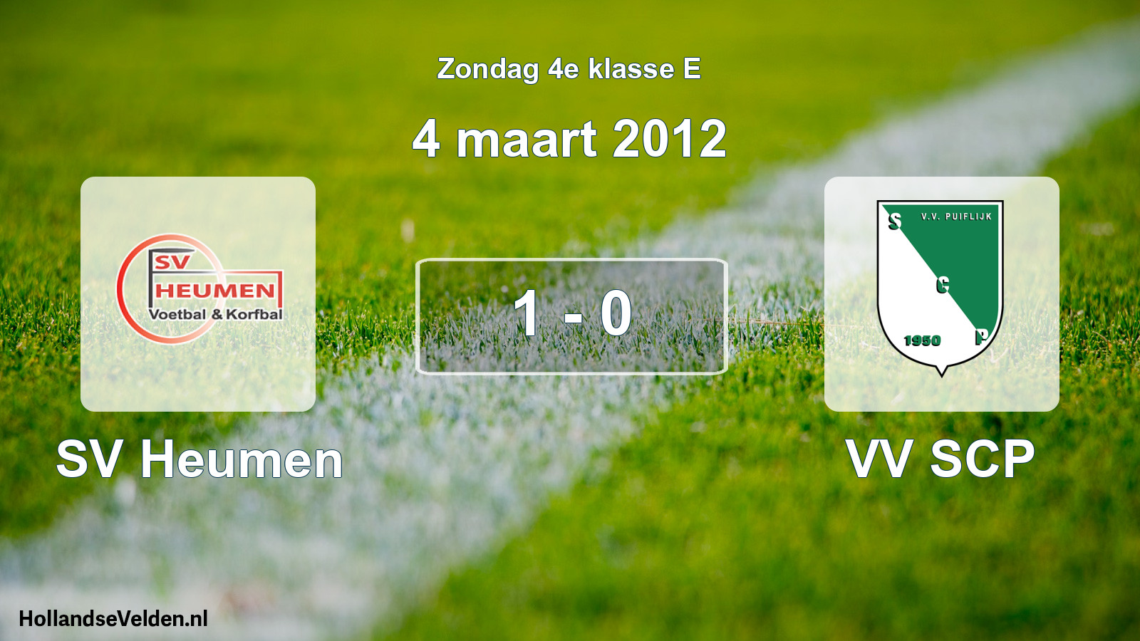 Total number of matches played: SV Heumen - VV SCP 1 - 0 (4 March 2012)